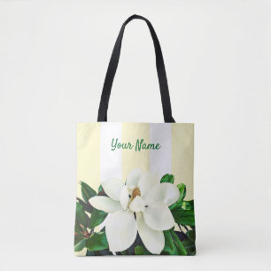 Bolsa Tote Magnolia Bloom   Amarelo personalizado e branco
