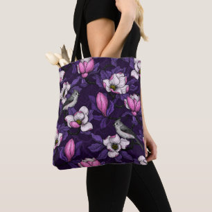 Bolsa Tote Magnólia florescente e pássaro-do-titrato 4