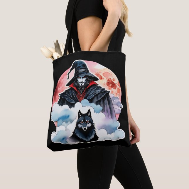 Bolsa Tote Mago com um Lobo - Diversão de Fã de Halloween 1 (Close Up)