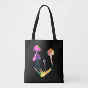 Bolsa Tote Magos Cogumelos Aquarela Arte Roxa