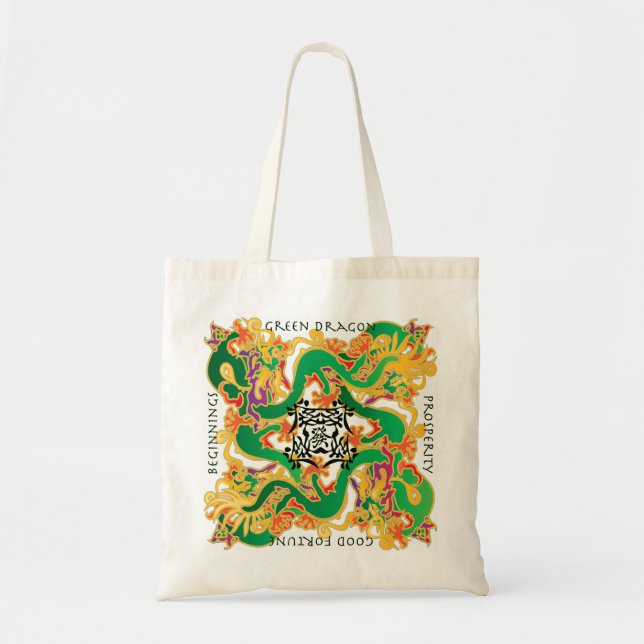 Bolsa Tote Mah Jongg Green Dragon Bag (Frente)