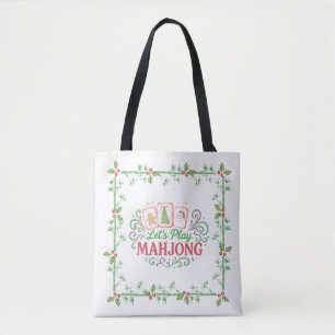 Bolsa Tote Mahjong de Natal    Vamos Jogar Mahjong