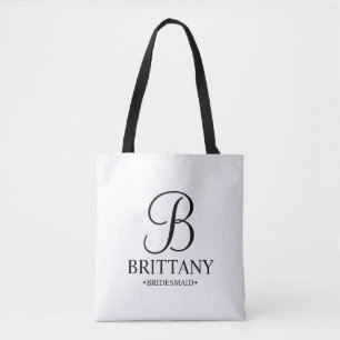 Bolsa Tote Maid de Bridesmaid Personalizada, Preta e Branca