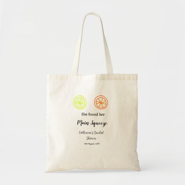Bolsa Tote Main Squeeze limão cítrico chá de noiva adicionar  (Frente)
