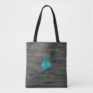 Bolsa Tote Maine State Shape Teal