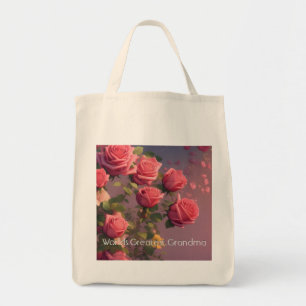 Bolsa Tote Maior vovó reutilizável em mercearia lavável do mu