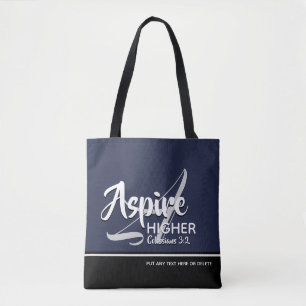 Bolsa Tote MAIS ALTO ASPIRE MARINHO Cristão Inspiracional