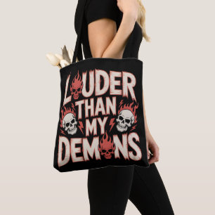 Bolsa Tote Mais Alto Que Meus Demônios: Caveira Gótica e Cham