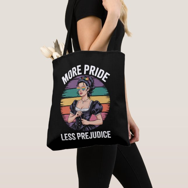Bolsa Tote Mais orgulho menos preconceito LGBTQ Orgulho gay A (Close Up)