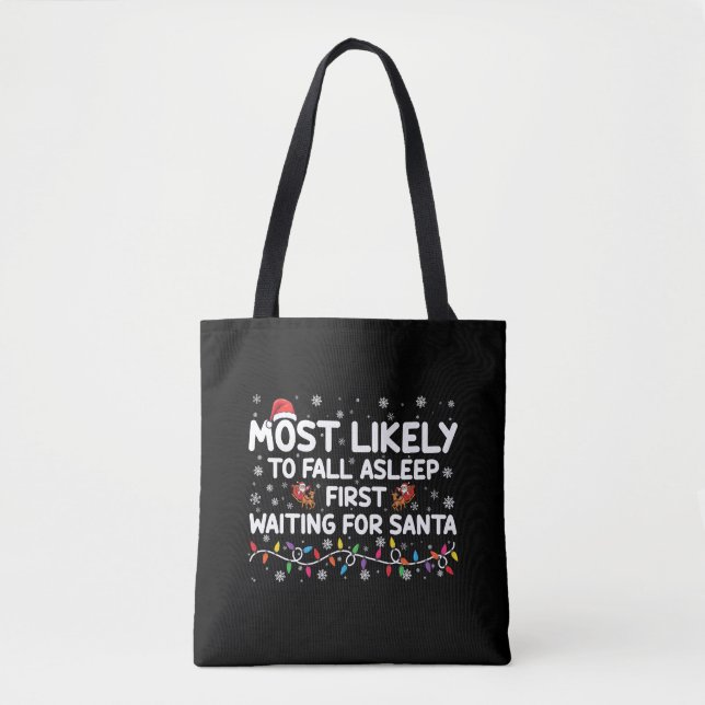 Bolsa Tote Mais Propenso a Adormecer Primeiro Piada de Natal  (Frente)