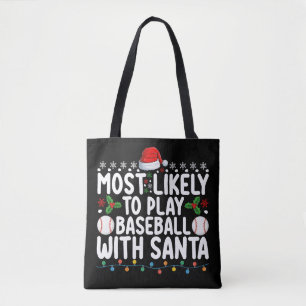 Bolsa Tote Mais Propenso a Jogar Beisebol com o Papai Noel no