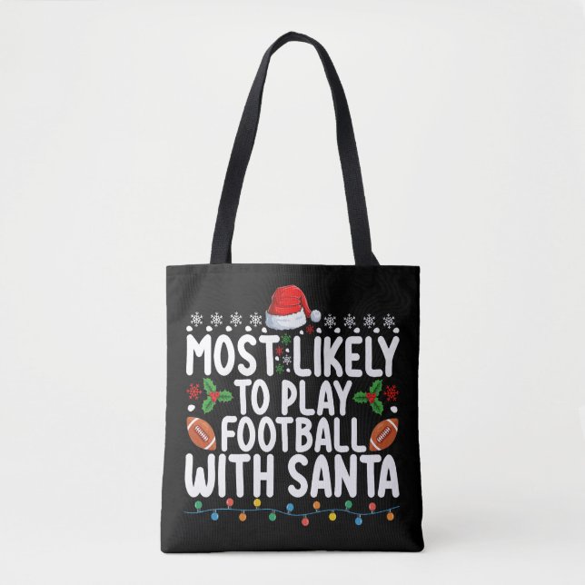 Bolsa Tote Mais Propenso a Jogar Futebol com o Natal do Papai (Frente)