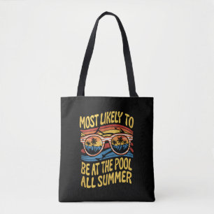 Bolsa Tote Mais Provável Estar na Piscina Todo Verão Groovy