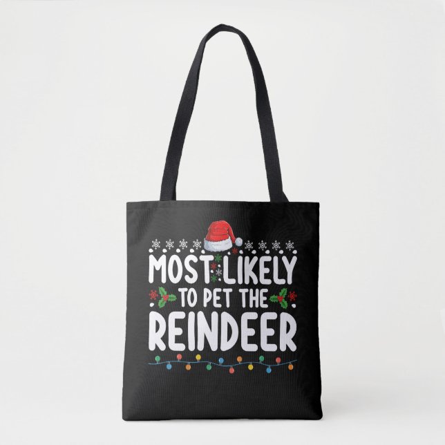 Bolsa Tote Mais Provável Para Pet The Reindeer Natal Holiday (Frente)