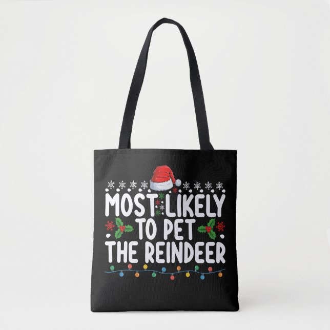 Bolsa Tote Mais Provável Para Pet The Reindeer Natal Holiday (Frente)