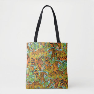 Bolsa Tote Majestade da Selva: Tigres em meio à Greenerescênc