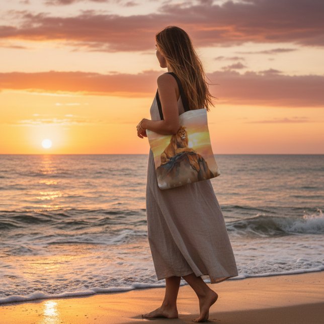 Bolsa Tote Majestic Lion Sunset - KIng of the Jungle Safari (Criador carregado)