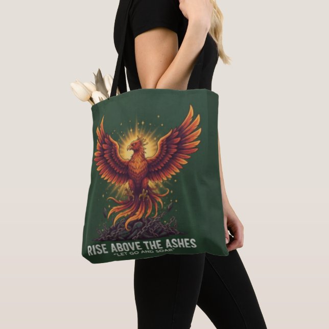 Bolsa Tote Majestic Phoenix Rising: Motivational Resilience  (Close Up)