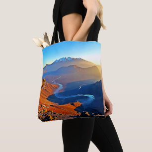Bolsa Tote Majestoso Design de Fluxo do Vale da Montanha