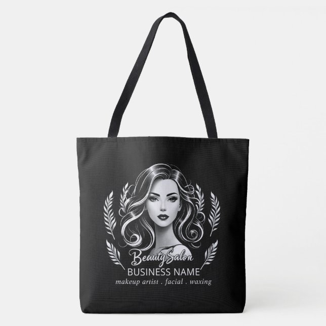 Bolsa Tote Makeup Artist Hair Stylist Modern Black White Dour (Frente)