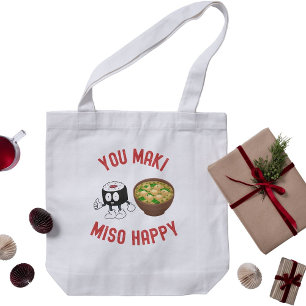 Bolsa Tote Maki Miso Feliz - Cute Sushi Pun