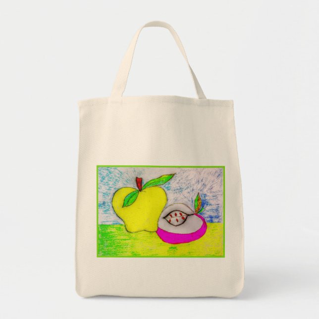 Bolsa Tote Mala de Lona com Maçãs Pop Art (Frente)