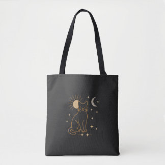 Bolsa Tote Mala de mão Gato Místico - Linha Celestial Minimal