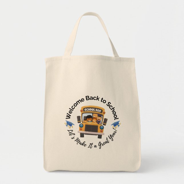 Bolsa Tote Mala de ônibus escolar divertida para crianças (Frente)