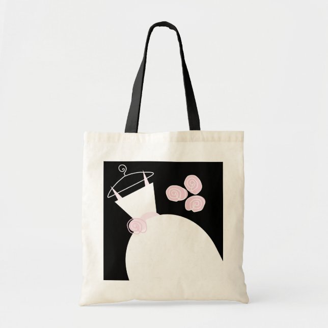 Bolsa Tote Mala de tote rosa de Casamento preto (Frente)