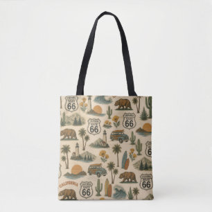 Bolsa Tote Mala de Viagem Praia Rota 66 Califórnia Retrô