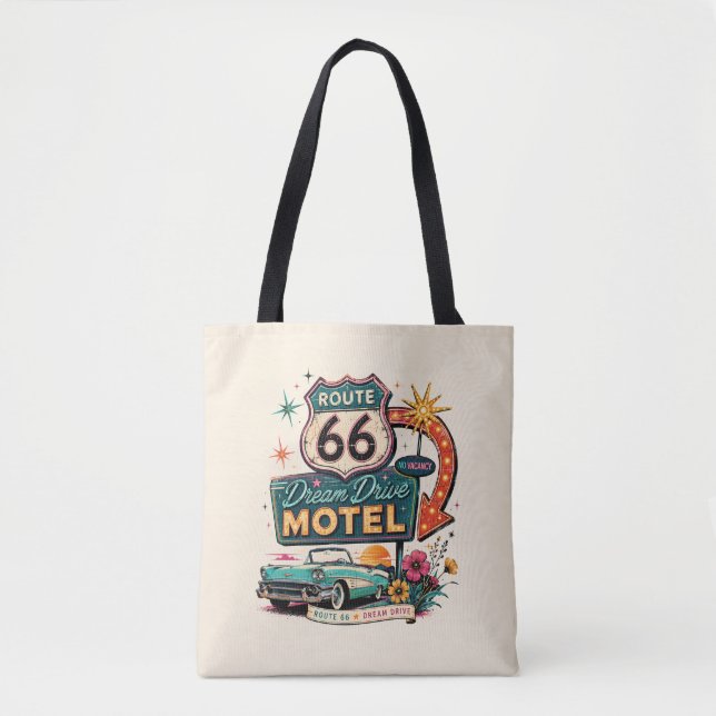 Bolsa Tote Mala Retro de Motel de Meados do Século (Frente)