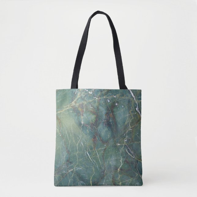 Bolsa Tote Malachite Verde Marble Textura Detalhada (Frente)