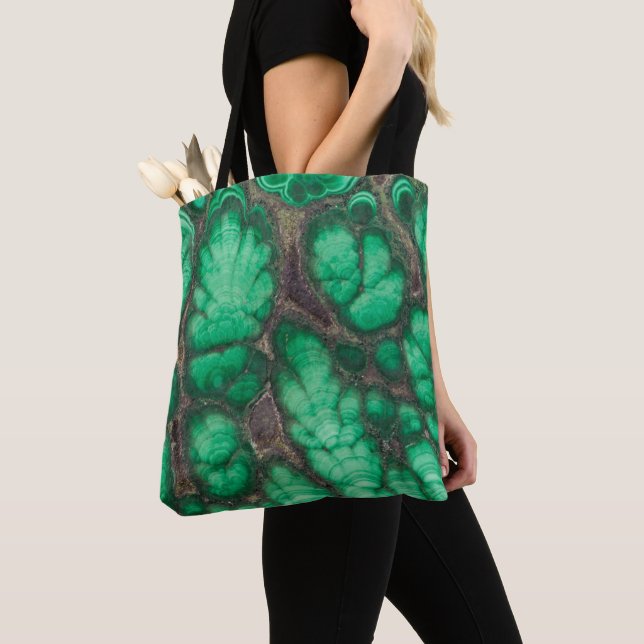 Bolsa Tote Malacite com Padrão Verde (Close Up)