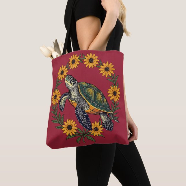 Bolsa Tote Malaclemys Terrapin E Flores Black Eyed Susan (Close Up)