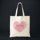 Bolsa Tote Malas-toa-pintadas-de-cabeça-branca | coração vint<br><div class="desc">Sacos de tote de damas de honra | vintage de cor rosa. Malas de tote para a noiva da equipe. Belo vintage parece design com texto elegante e nome personalizado. Faça um para damas de honra, florista, madrinha de casamento, matrona de honra, mãe da noiva etc. Design para festa de...</div>