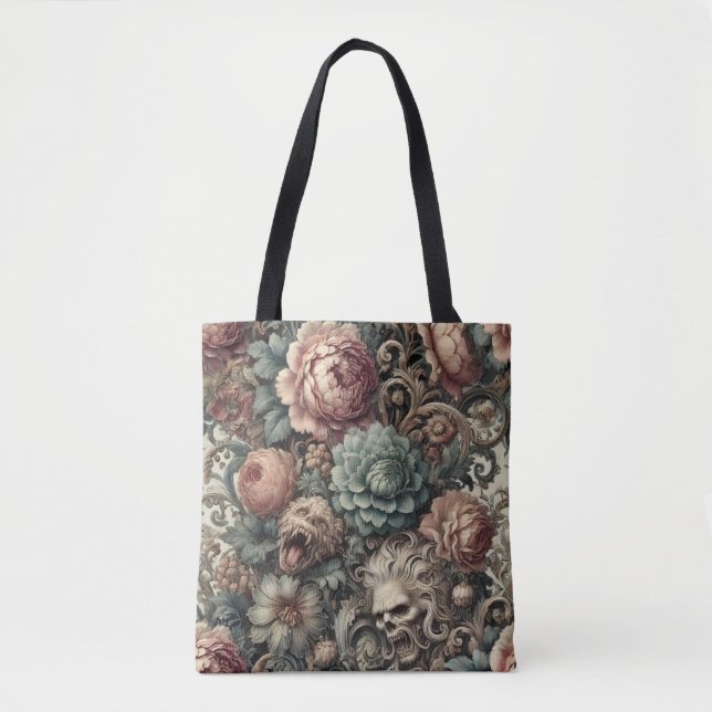 Bolsa Tote Maldição Botânica - Floral Vitoriano Gótico (Frente)
