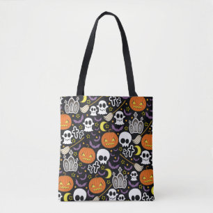 Bolsa Tote Maldito Halloween: O Design de fundo do tema.