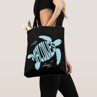 Bolsa Tote Maldives Sea Turtle - Tropical Blue Typography