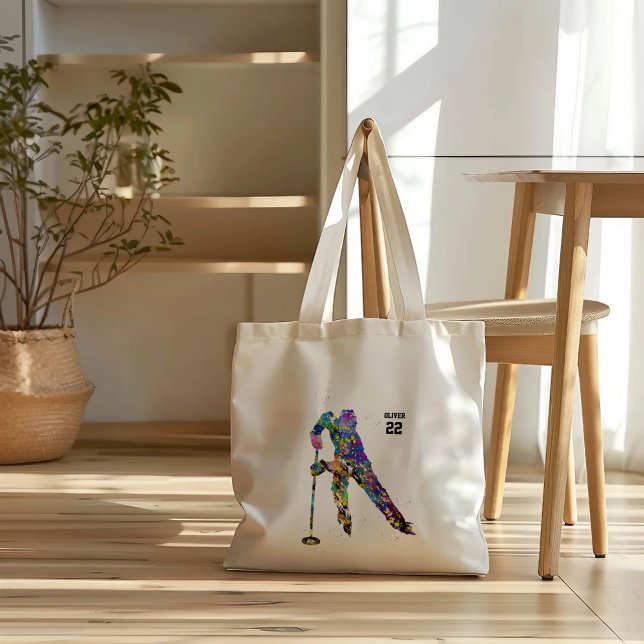 Bolsa Tote Male Ringette Player (Criador carregado)