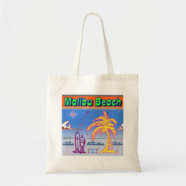 Bolsa Tote "Malibu Beach" Surfer Bag (Frente)