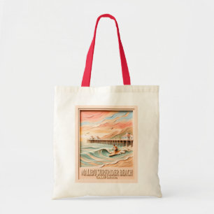 Bolsa Tote Malibu Surfrider Beach Surf 3D Texturizado Vintage