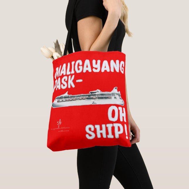 Bolsa Tote Maligayang Pask-OH SHIP! Chrs Vermelho/Dourado. Cr (Close Up)