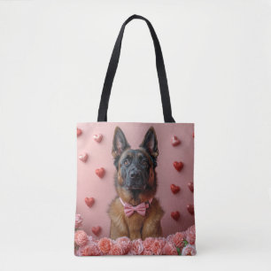 Bolsa Tote Malinois Belga com Rosas - Dia dos Namorados 
