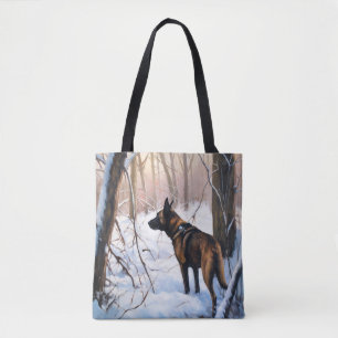 Bolsa Tote Malinois Belga Deixar Neve Natal