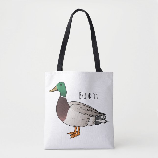 Bolsa Tote Mallard duck cartoon illustration  (Frente)