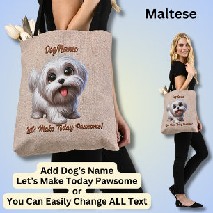 Bolsa Tote Maltês - Add Dog's Name, Change Text