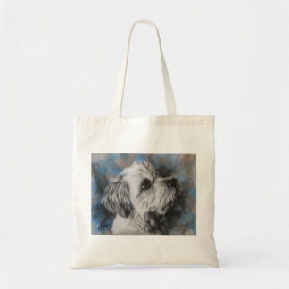 Bolsa Tote Maltês branco/Shih Tzu fluffy dog
