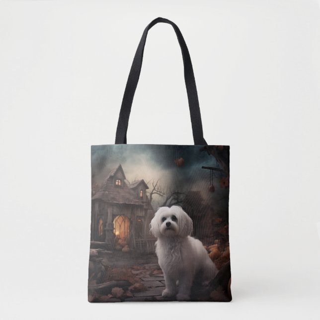 Bolsa Tote Maltês Halloween Scary (Frente)
