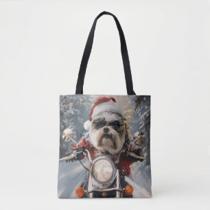 Bolsa Tote Malti Tzu Dog Roda Moto Natal