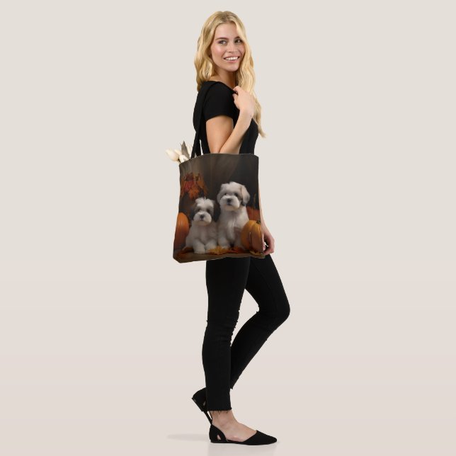 Bolsa Tote Malti tzu Puppy Autumn Delight Pumpkin (No(a) Modelo)